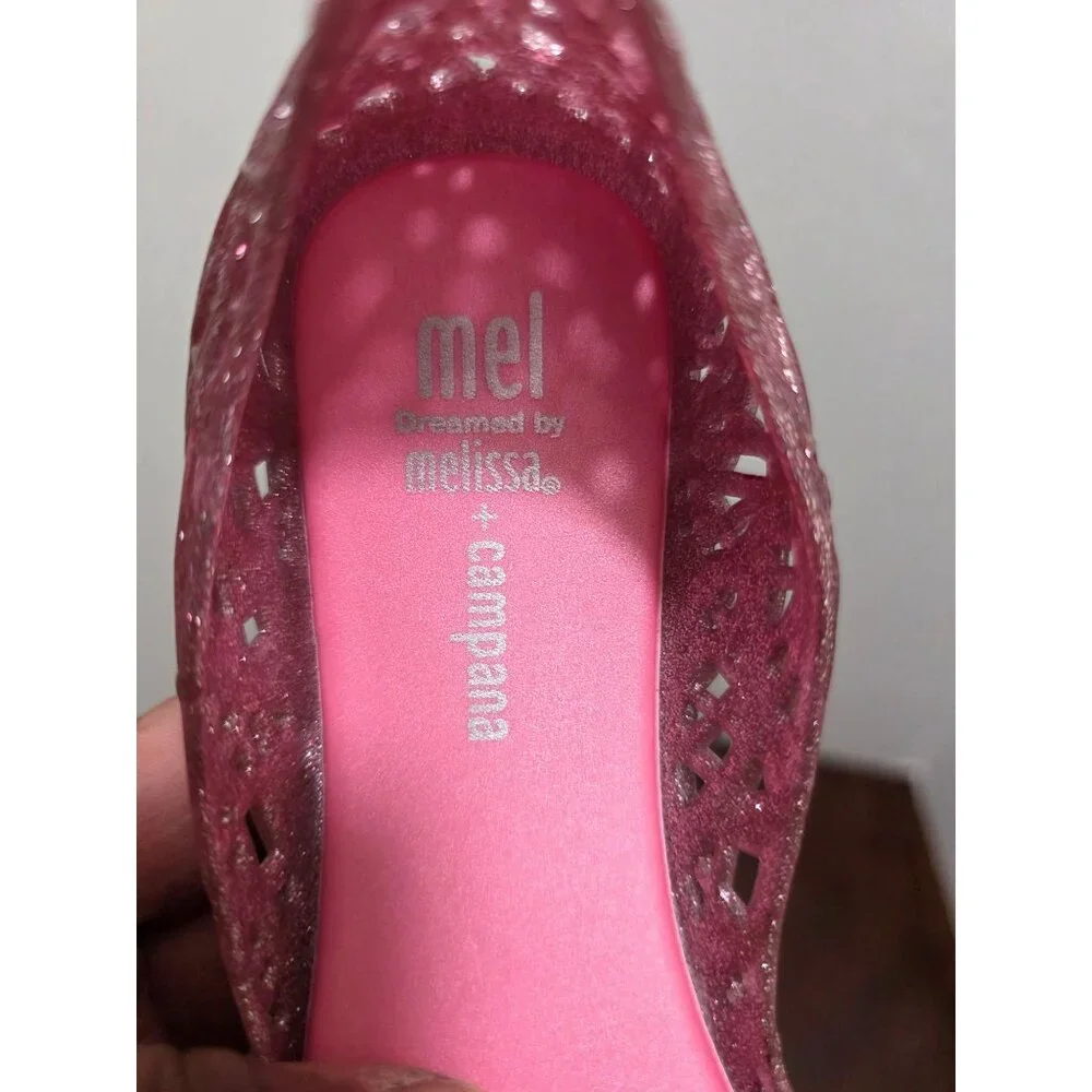 Mel Melissa Campana Youth Pink Glitter Jelly Flats Ballet Shoes Size‎ 3
